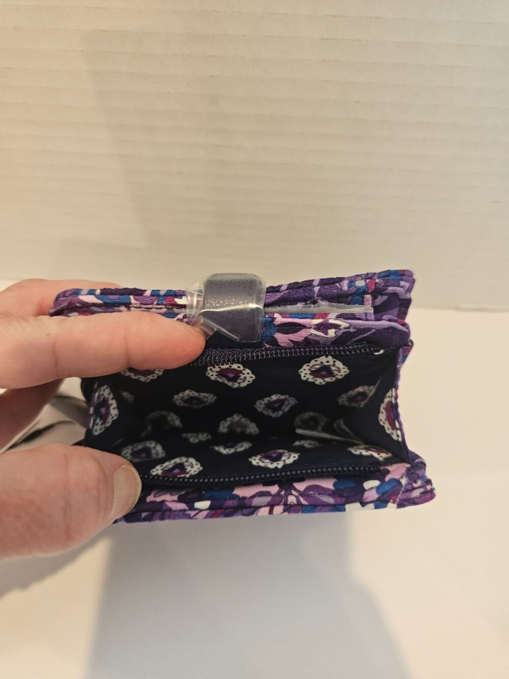 NWT Vera Bradley Iconic RFID Small Wallet Regal Rosette Purple Paisley White - Picture 3 of 8